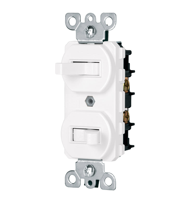 Interruptor dúplex de palanca, Standard, blanco,  Volteck 47729 APDO-SB