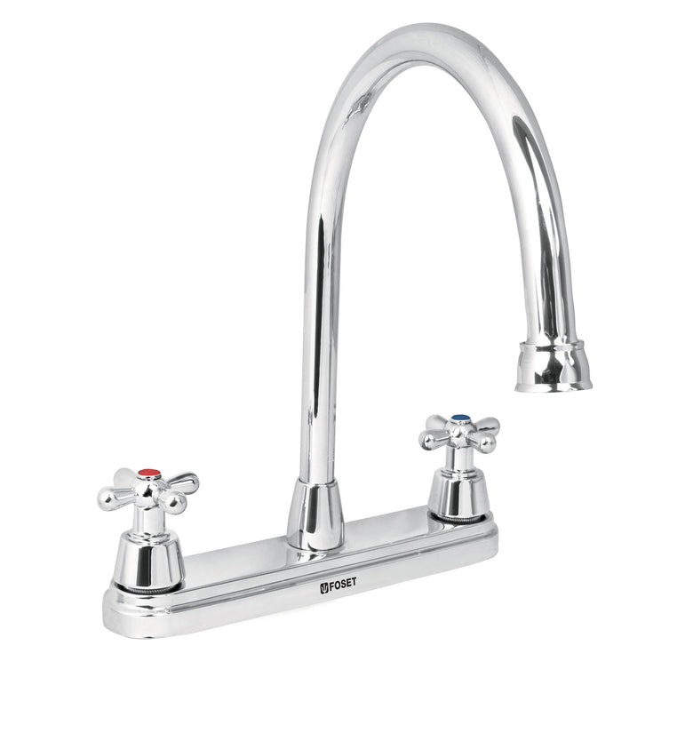 Mezcladora fregadero, manerales cruceta, acero inox. Aqua Foset 49686 AQF-81