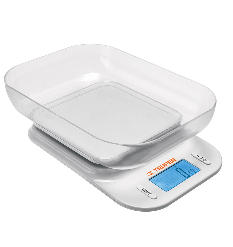 Bascula digital con tazon para cocina, 5kg,  Truper 102421 BASE-5T