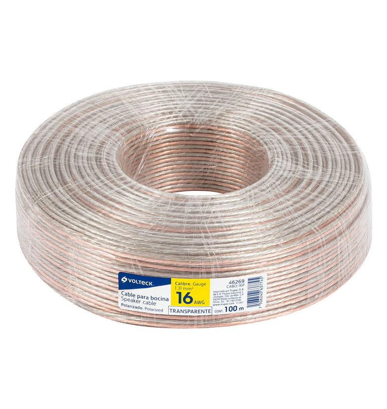 Cable para bocina, 16 AWG, polarizado, 100 m Volteck 46269 CABO-16P