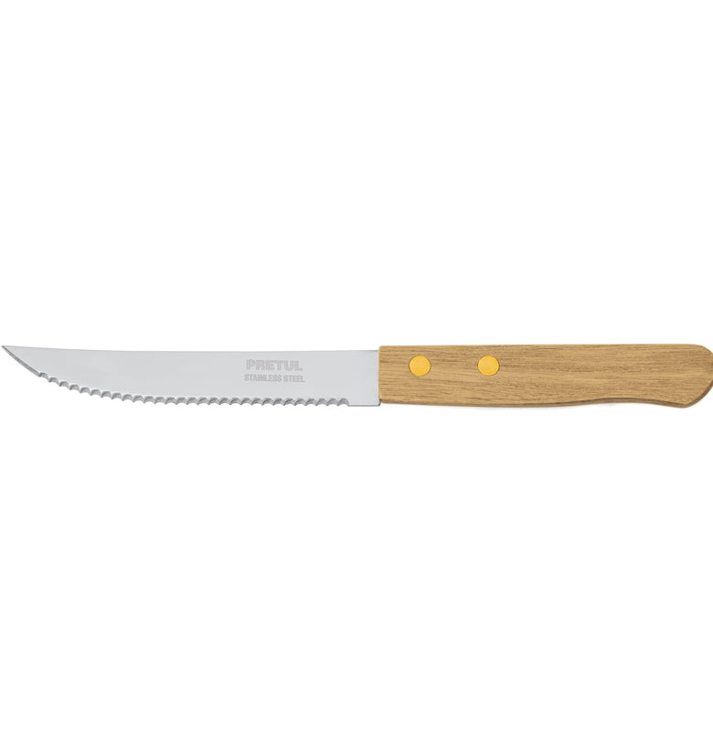 Cuchillo para asado con sierra, mango madera, 5' Pretul 23083 CUCH-M52