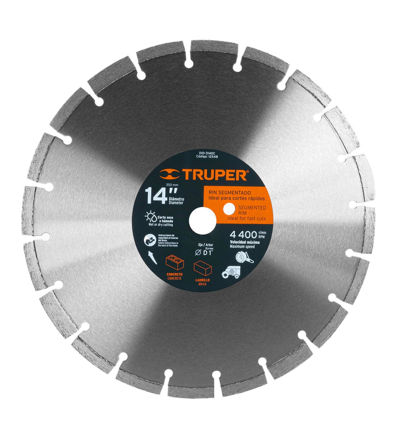 Disco de diamante, 14' para concreto Truper 12548 DID-3140C