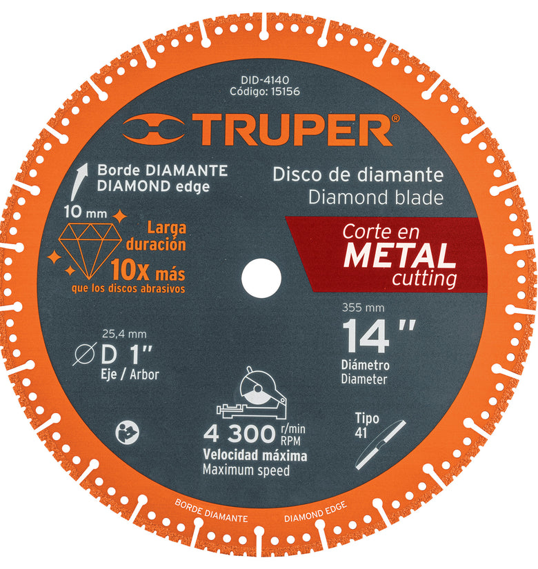 Disco de diamante, 14' corte metal Truper 15156 DID-4140