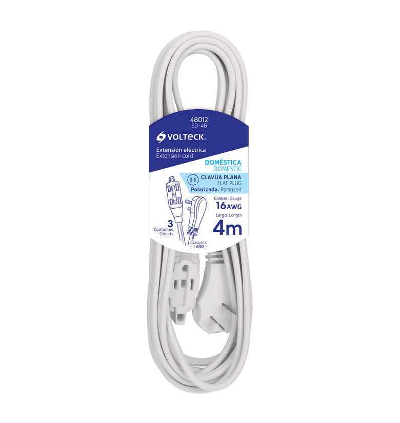 Extension electrica domestica, 4 m, blanca, Volteck Volteck 48012 ED-4B