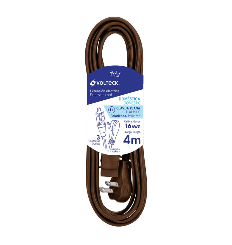 Extension electrica domestica, 4 m, cafe, Volteck Volteck 48013 ED-4C