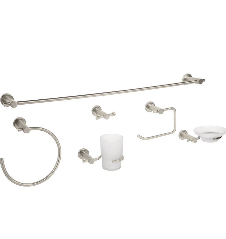 Juego de accesorios para baÃƒÂ±o, 6 piezas, satinado, Element Foset 49682 ELA-7000N