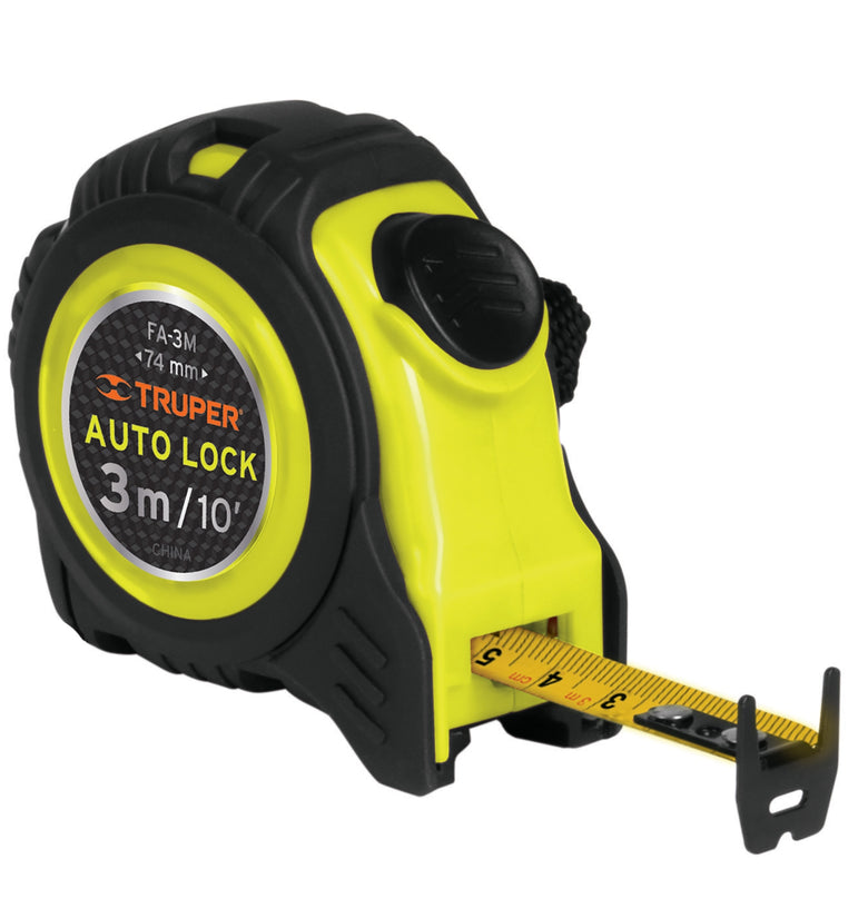 Flexometro Auto Lock, 3 m, cinta 5/8' Truper 10746 FA-3M