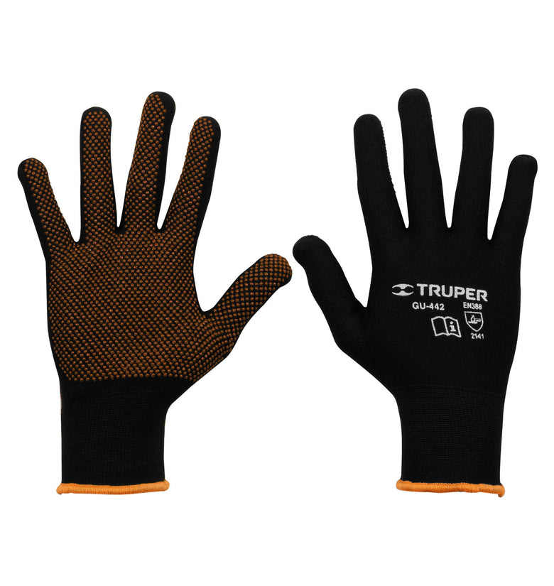 Guantes de nylon con puntos de PVC en palma, medianos Truper 12651 GU-442