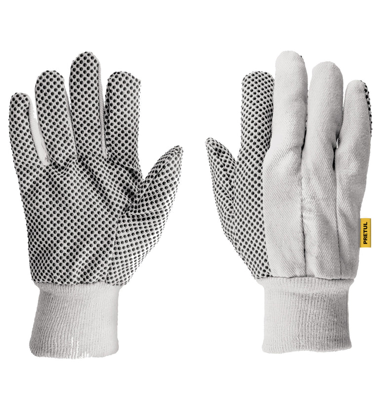 Guantes de algodon con puntos de PVC, palmas y dorso, Pretul Pretul 20330 GU-455