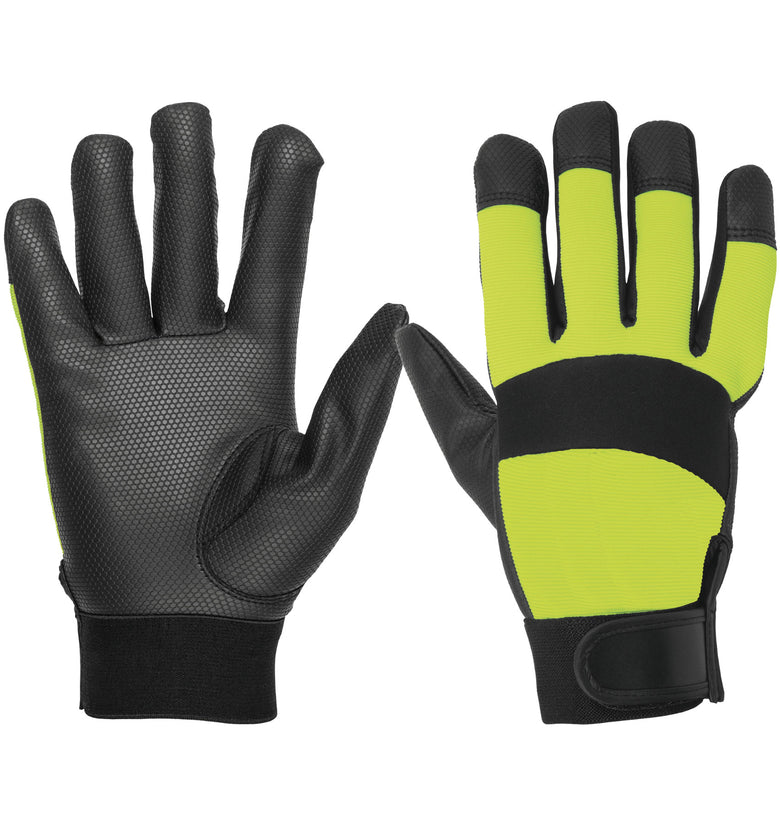 Guantes mecanico, alta visibilidad, palma poliuretano,verde Truper 13194 GU-645