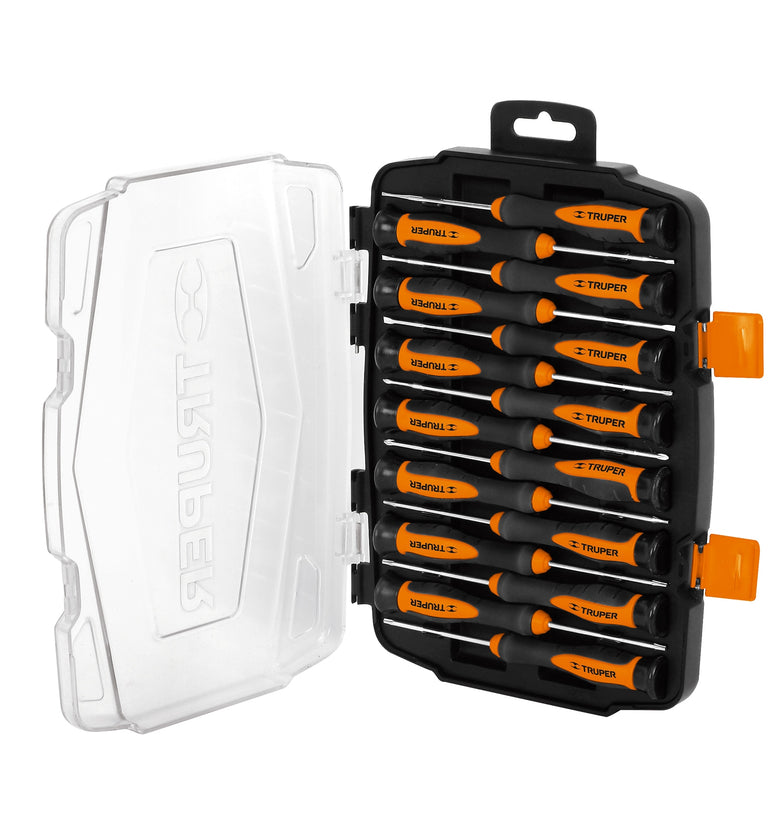 Juego con desarmadores largos de precision, 15 piezas Truper 14157 JOY-15L