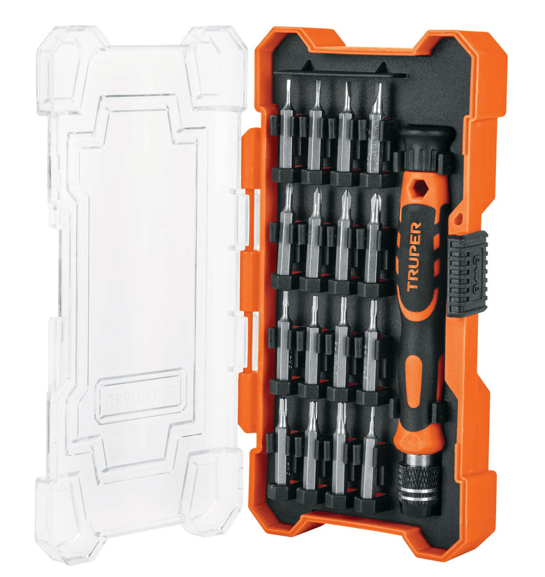 Juego desarmadores precision, puntas intercambiables, 17pzas Truper 14159 JOY-17