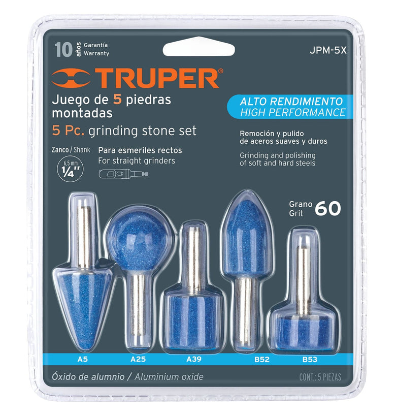 Juego piedras para montar, 5 piezas, alto rendimiento Truper 12444 JPM-5X