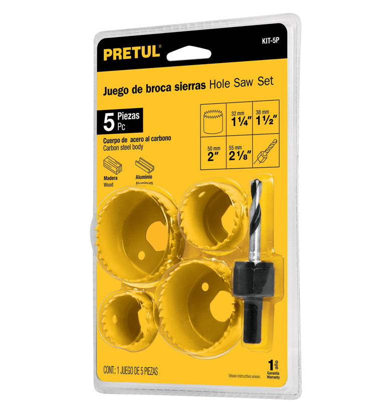 Kit de 5 sierras cortacirculos para madera, Pretul Pretul 23550 KIT-5P