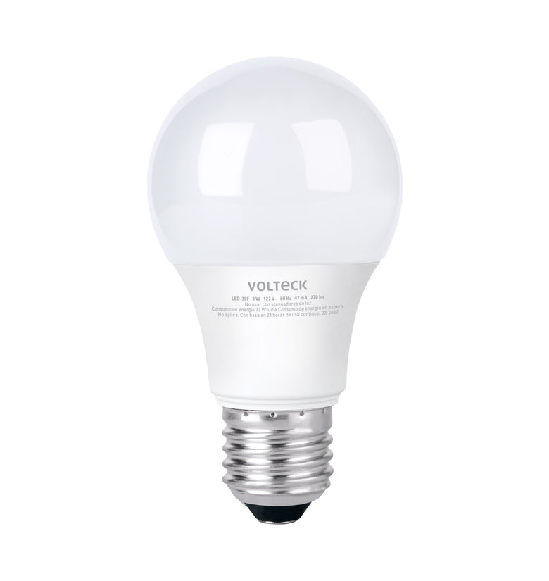 Lampara LED A19 3 W (equiv. 25 W), luz de dia, blister Volteck 46275 LED-30F