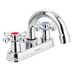 Mezcladora 4' para lavabo, cuello curvo, manerales cruceta Foset 47681 M-050E