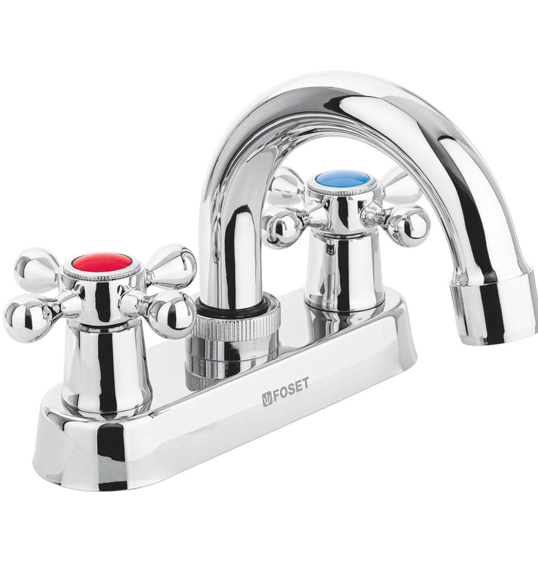 Mezcladora p/lavabo,manerales cruceta, cuello curvo, Basic Foset 47681 M-050E