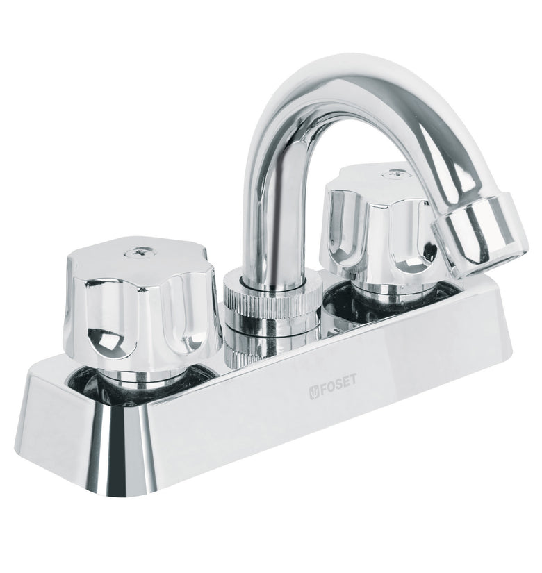 Mezcladora plastico lavabo, cuello curvo, manerales estandar Foset 49282 MP-050