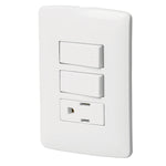 Placa armada contacto y 2 interruptores linea Italiana blanc Volteck 46456 PA-APCO-I2B