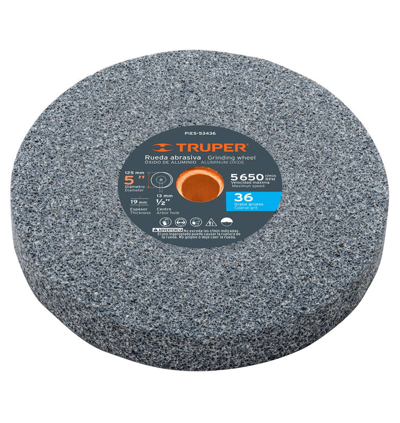 Piedra para esmeril 5 X 3/4' oxido de aluminio, grano 36 Truper 16358 PIES-53436