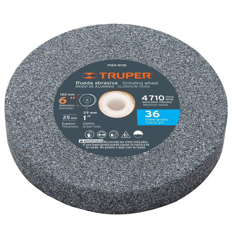 Piedra para esmeril 8 X 1' oxido de aluminio, grano 36 Truper 16411 PIES-8136