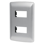 Placa 2 modulos de ABS, linea italiana, color plata Volteck 46398 PPDO-IP