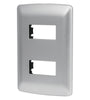 Placa 2 modulos de ABS, linea italiana, color plata Volteck 46398 PPDO-IP