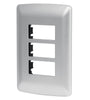 Placa 3 modulos de ABS, linea italiana, color plata Volteck 46399 PPTR-IP