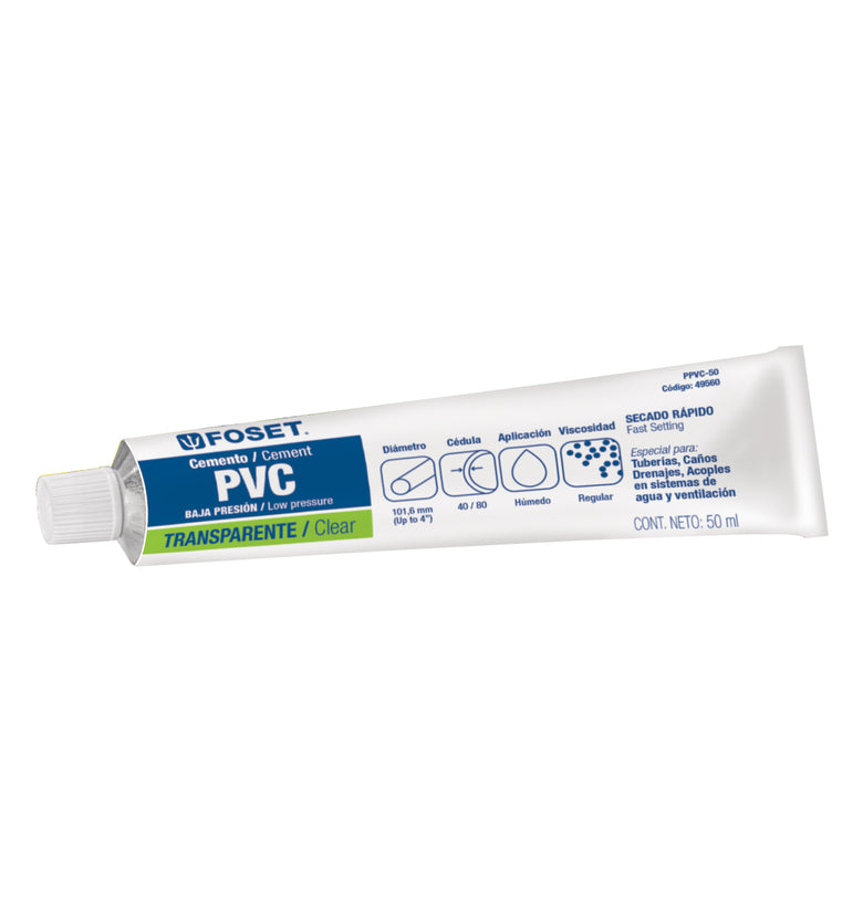 Pegamento para PVC, tubo 50 g Foset 49560 PPVC-50