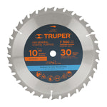 Sierra circular para madera 10', 30 dientes, centro 5/8' Truper 18304 ST-1030