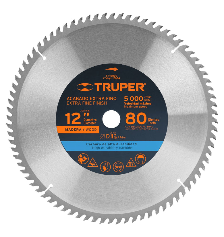 Sierra circular para madera 12', 80 dientes, centro 1' Truper 12684 ST-1280E