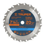 Sierra circular para madera 7-1/4', 20 dientes, centro 5/8' Truper 18299 ST-720