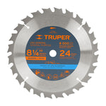 Sierra circular para madera 8-1/4', 24 dientes, centro 5/8' Truper 18302 ST-824