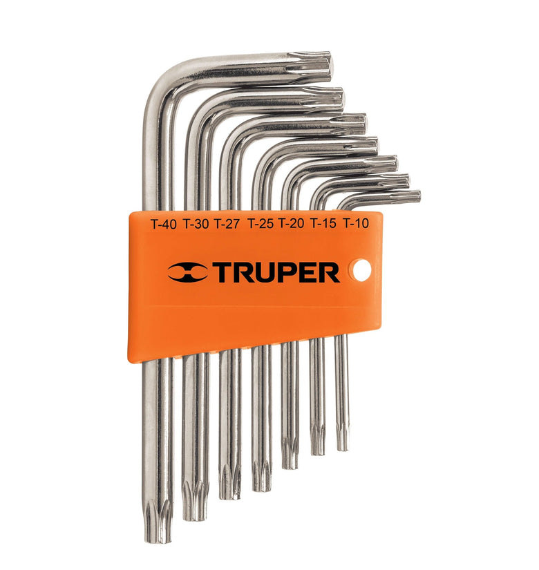 Juego de llaves Torx, 7 piezas con organizador Truper 15552 TORX-7C